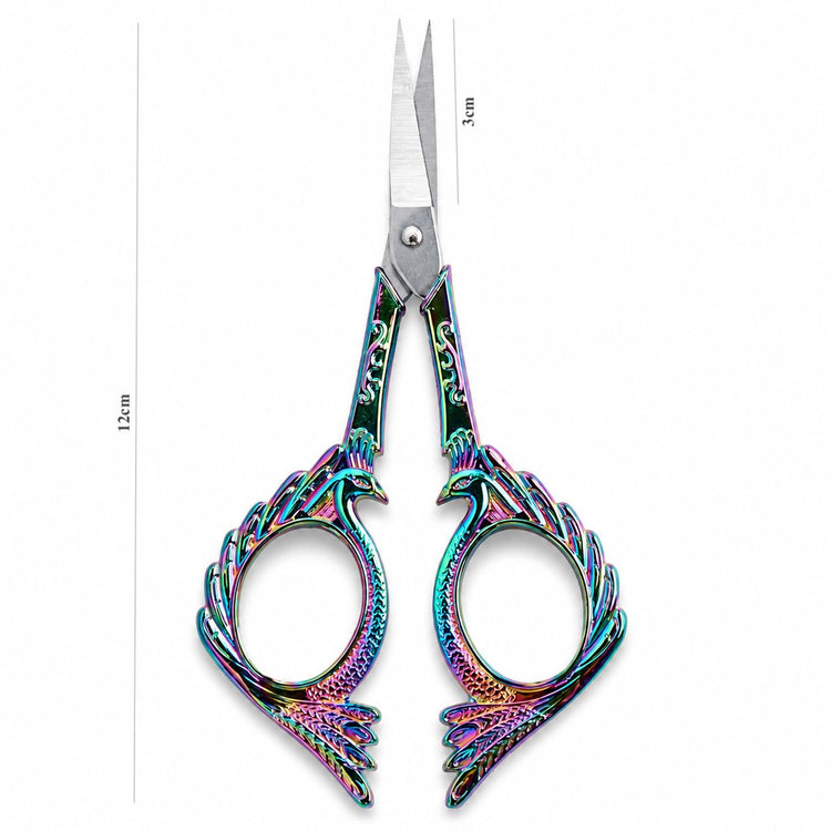 Rainbow stylish bird nail scissors with 12cm length and 3cm blade measurements, NSI Australia