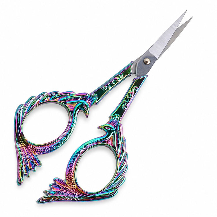 Rainbow stylish bird nail scissors with ornate decorative handles and sharp blades, NSI Australia