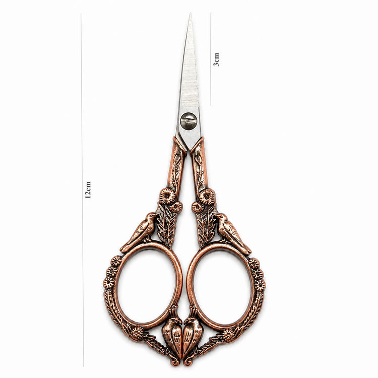 Copper stylish bird nail scissors with 12cm length and 3cm blade measurements, NSI Australia