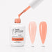 Sunlit Kiss Rubber Base Gel - open bottle with brush and swatches