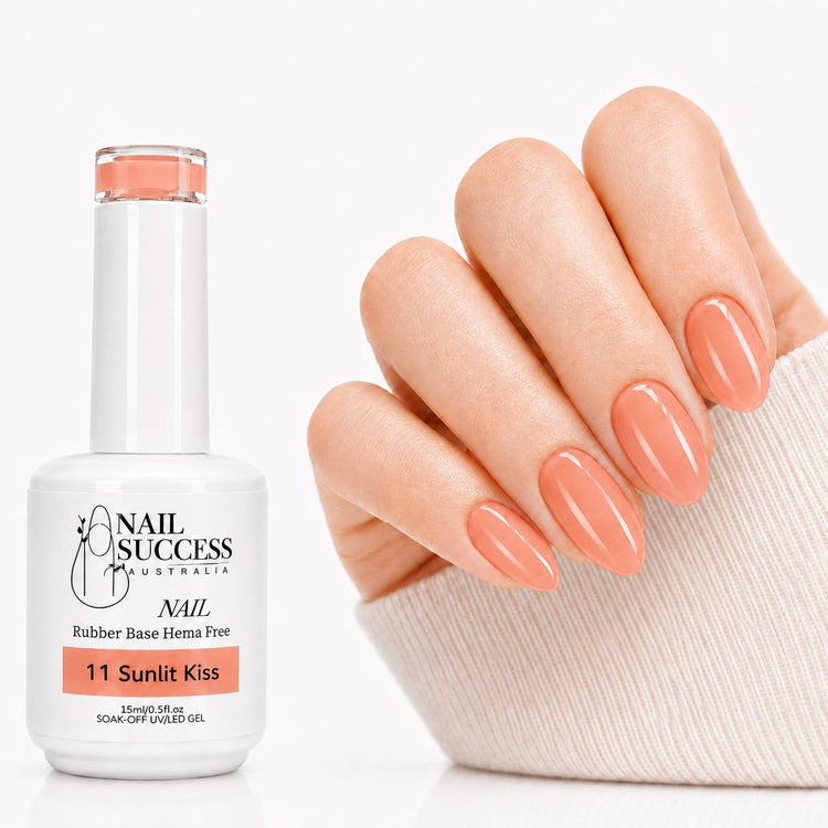 Sunlit Kiss Rubber Base Gel - natural nail result on hand