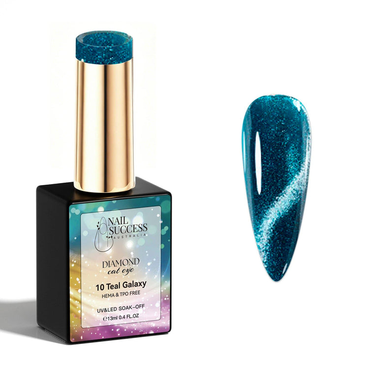 Teal galaxy gel polish cat eye gel polish NSI Australia