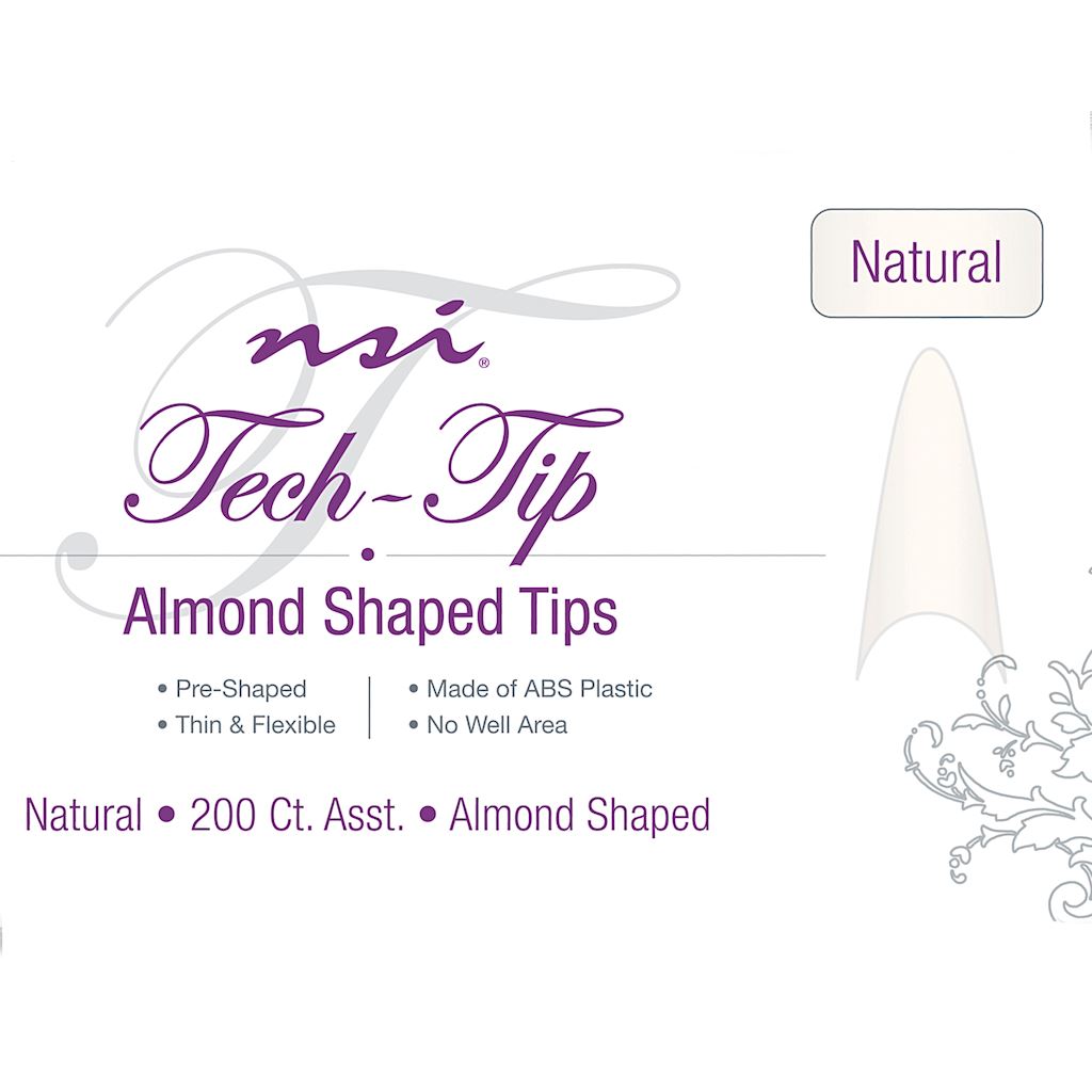 TECH-TIP Almond Natural Nail Tips Tray 200ct