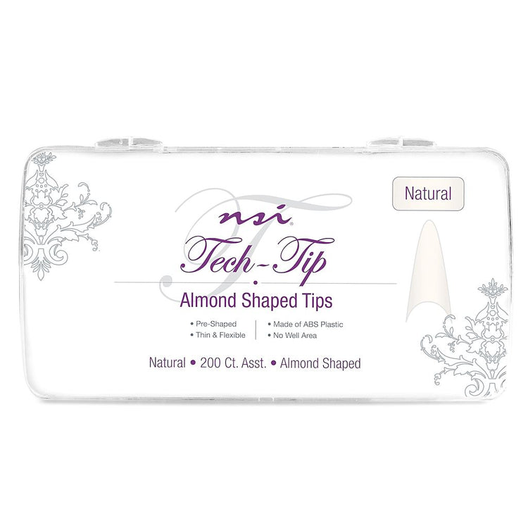 TECH-TIP Almond Natural Nail Tips Tray 200ct