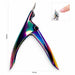 Rainbow metallic nail tip cutter with 122mm height and 87mm width, shown with close-up of artificial nail tip trimming