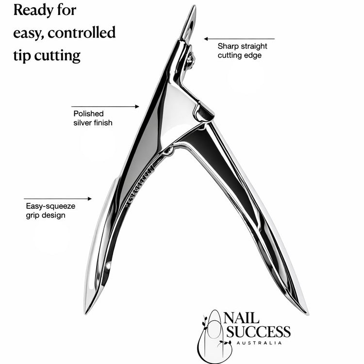 Three cuticle nippers in rose gold, rainbow and stainless steel finishes displayed side by side