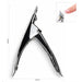 Stainless steel nail tip cutter with 122mm height and 87mm width, shown with close-up of artificial nail tip trimming