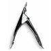 Back side view of stainless steel nail tip cutter with spring-loaded handle for artificial nail tip trimming