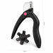 Black nail tip cutter with cutting guide wheel and 152mm by 86mm dimensions