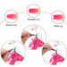 Pink nail tip cutter cutting guide showing round cut, straight cut, and well cut angles for artificial nail tips