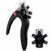 Black nail tip cutter with adjustable cutting guide wheel and clear safety guard for artificial nail tips