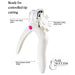 White nail tip cutter with clear safety guard, adjustable cutting guide wheel, and easy-squeeze handle