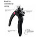 Black nail tip cutter with clear safety guard, adjustable cutting guide wheel, and easy-squeeze handle
