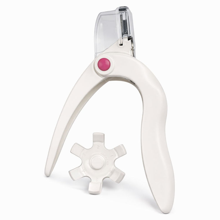 White PVC handle nail tip cutter with cutting guide wheel for artificial nail tips