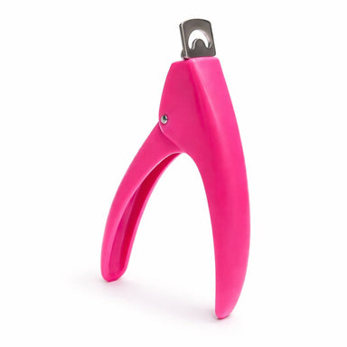 Pink PVC handle nail tip cutter for trimming artificial nail tips and extensions