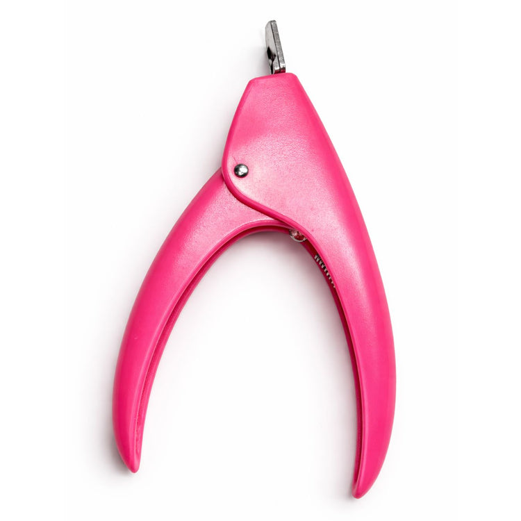 Pink PVC handle nail tip cutter for trimming artificial nail tips and extensions