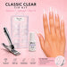 Classic clear nail tip kit with 100 square tips in 10 sizes, nail tip cutter and 7g brush-on nail glue