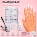 Classic clear nail tip kit with 300 square tips in 10 sizes, nail tip cutter and 7g brush-on nail glue