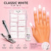 Classic white nail tip kit with 300 square tips in 10 sizes, nail tip cutter and 7g brush-on nail glue