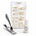 Classic White 300ct square nail tips tipping pack with tip cutter and 7g Polybond brush-on nail glue for professional salon extensions