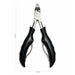 Black precision toenail clippers with stainless steel blades, ergonomic handles, and size measurements of 130 mm by 59 mm