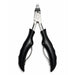 Black precision toenail clippers with stainless steel blades and ergonomic handles