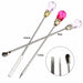 Trio nail art tools with spoon, spatula and pin tips, crystal handles and size guide for mixing, transferring and detailed gel nail art designs