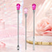 Trio nail art tools with spoon, spatula and pin tips plus pink crystal handles for mixing, transferring and detailed gel nail art designs