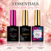 Nail Success Australia trio set with HEMA free base coat gel, diamond no wipe top coat and matte top coat for flawless long lasting gel nails