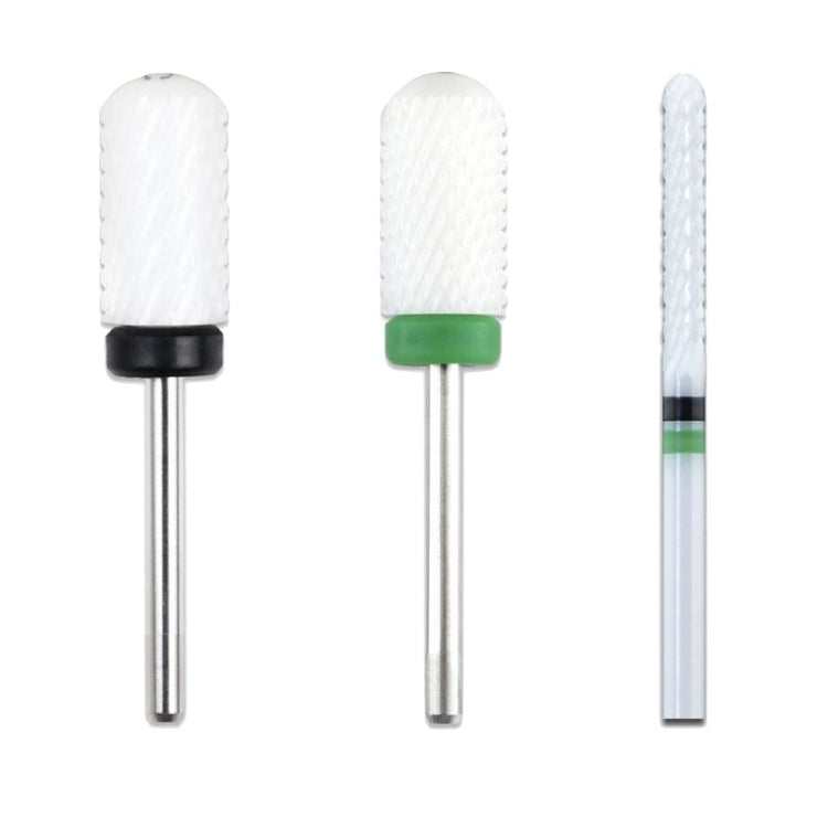 Trio pack of nail drill bits: Ceramic Smooth Top Barrel-XC, Smooth Top Barrel-C and Ceramic Rounded Top Barrel-M