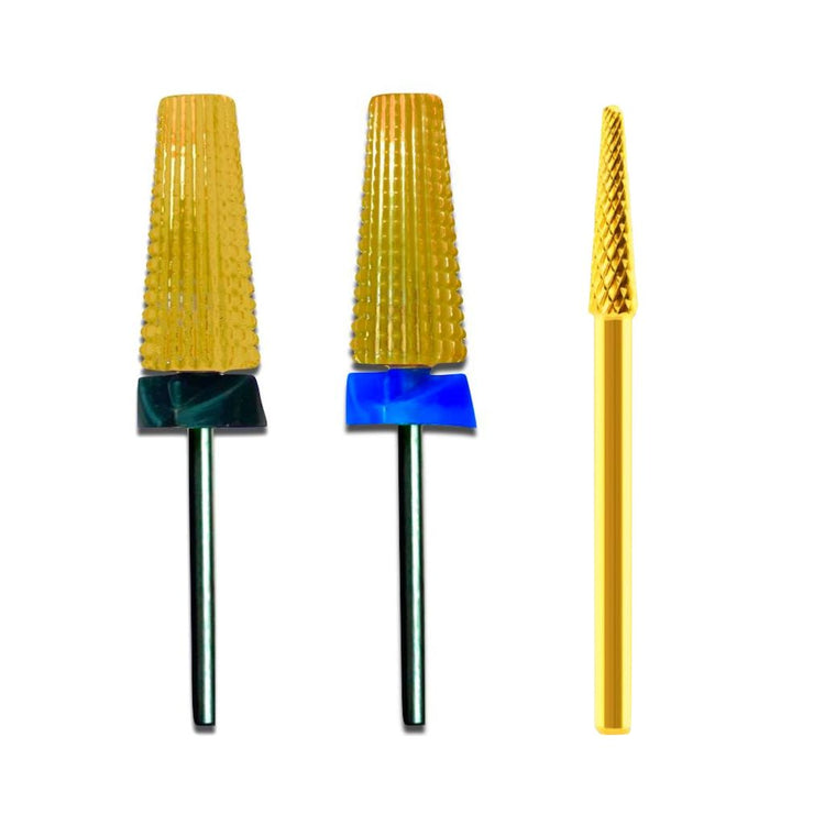 NSI Australia trio pack nail drill bits – two gold cyclone bits and one small cone bit