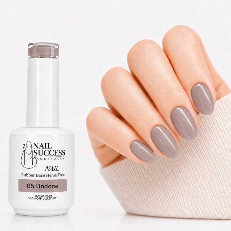 Undone Rubber Base Gel - natural nail result on hand