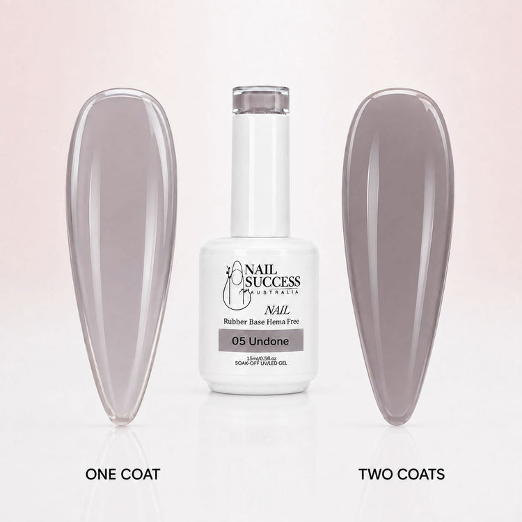 Undone Rubber Base Gel - one coat vs two coats comparison