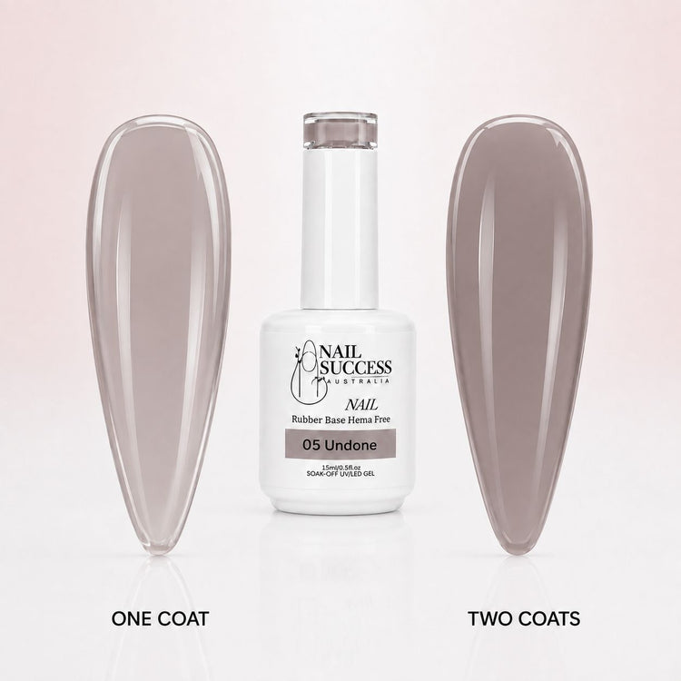 Undone Rubber Base Gel - one coat vs two coats comparison