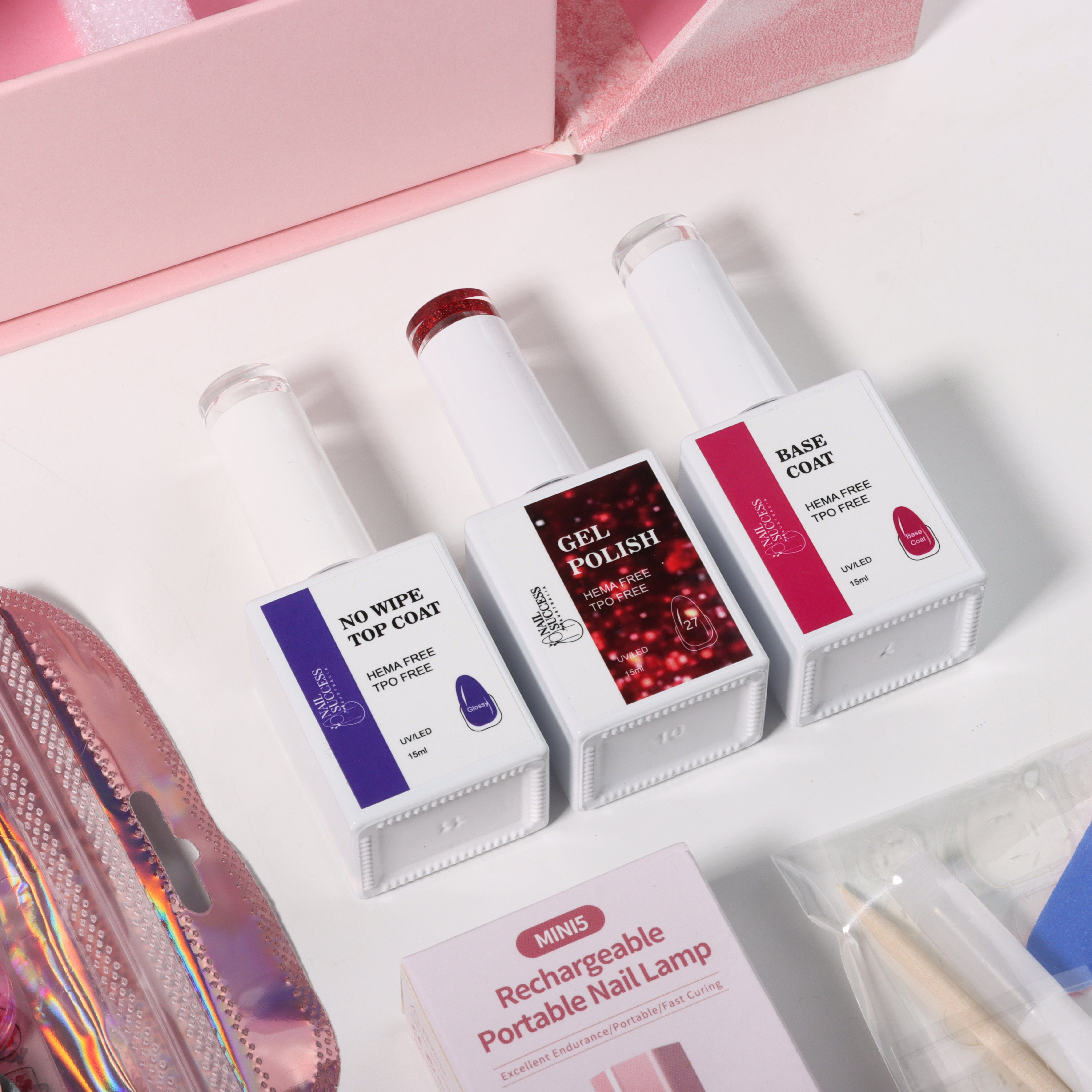 LED 15ml bottles in pink gift box