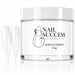 Pure White 20 Blizzard acrylic nail powder in a 115 g tub with two matching stiletto nail swatches – Nail Success Australia