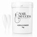 Pure White 20 Blizzard acrylic nail powder in a 1 kg tub with two matching stiletto nail swatches – Nail Success Australia