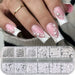 White pearl nail art decoration set with assorted round and half-round pearls and pink French manicure sample