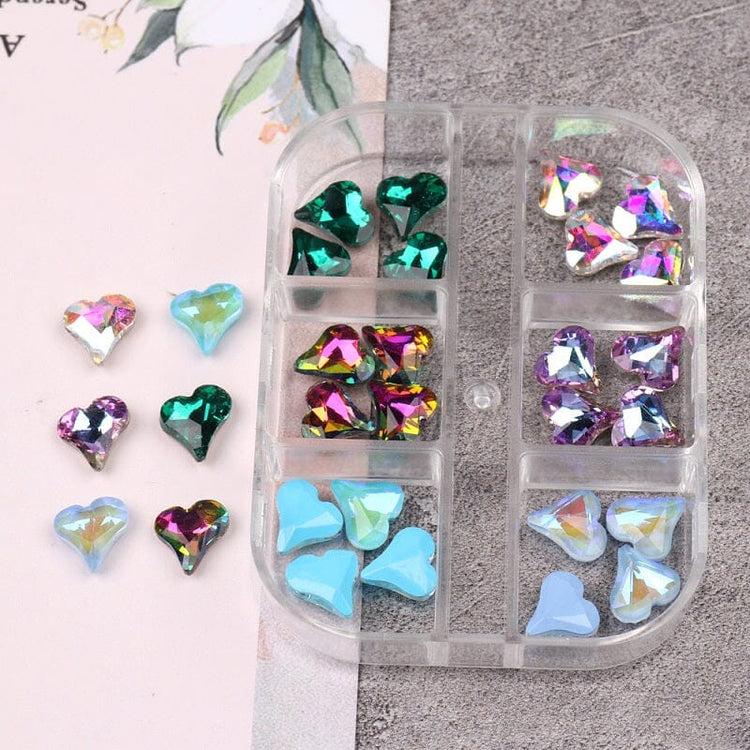 3D Aurora Hearts Nail Art Decoration Tray 6 Colours - NSI Australia