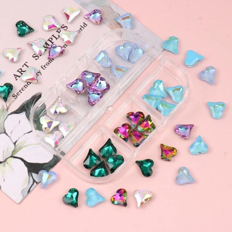3D Aurora Hearts Nail Art Decoration Tray 6 Colours - NSI Australia