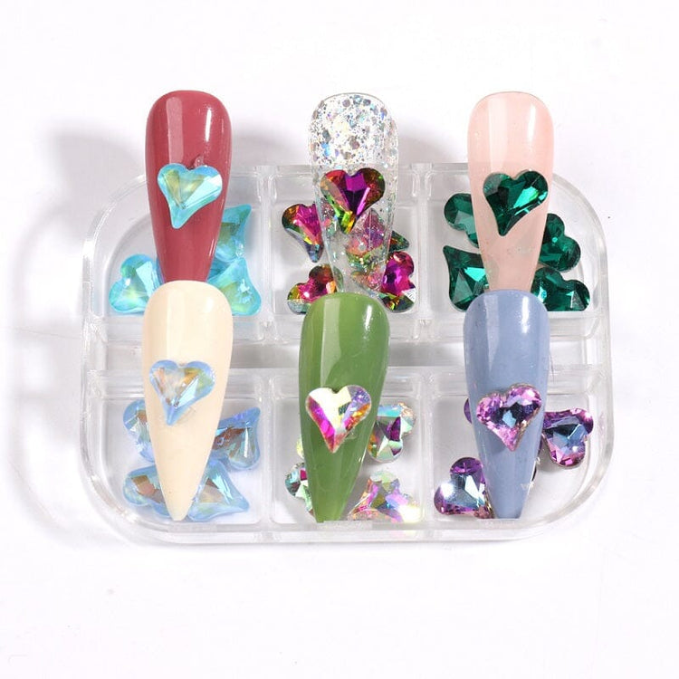 3D Aurora Hearts Nail Art Decoration Tray 6 Colours - NSI Australia