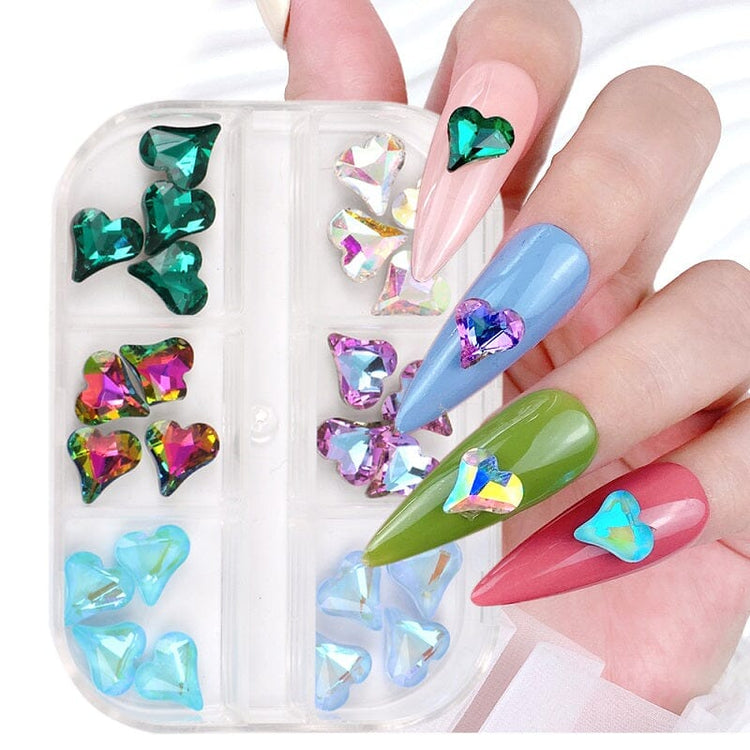 3D Aurora Hearts Nail Art Decoration Tray 6 Colours - NSI Australia