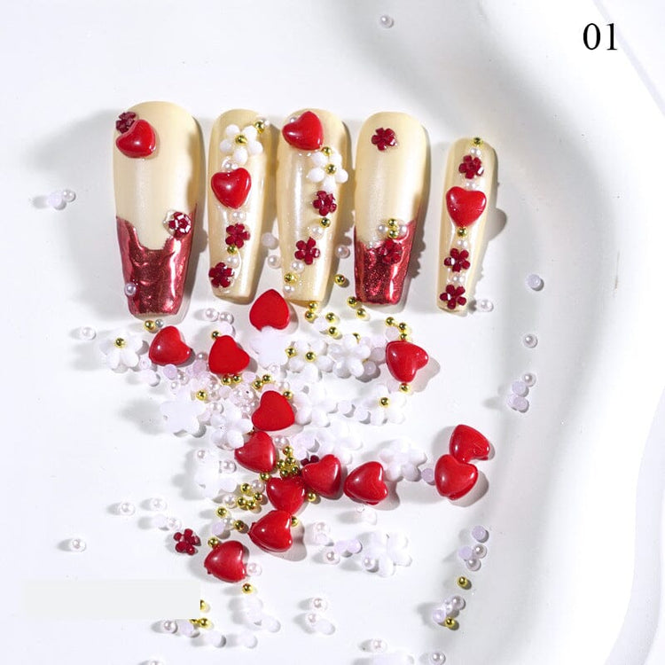 3D Love Hearts and Flowers Nail Art Decoration - NSI Australia