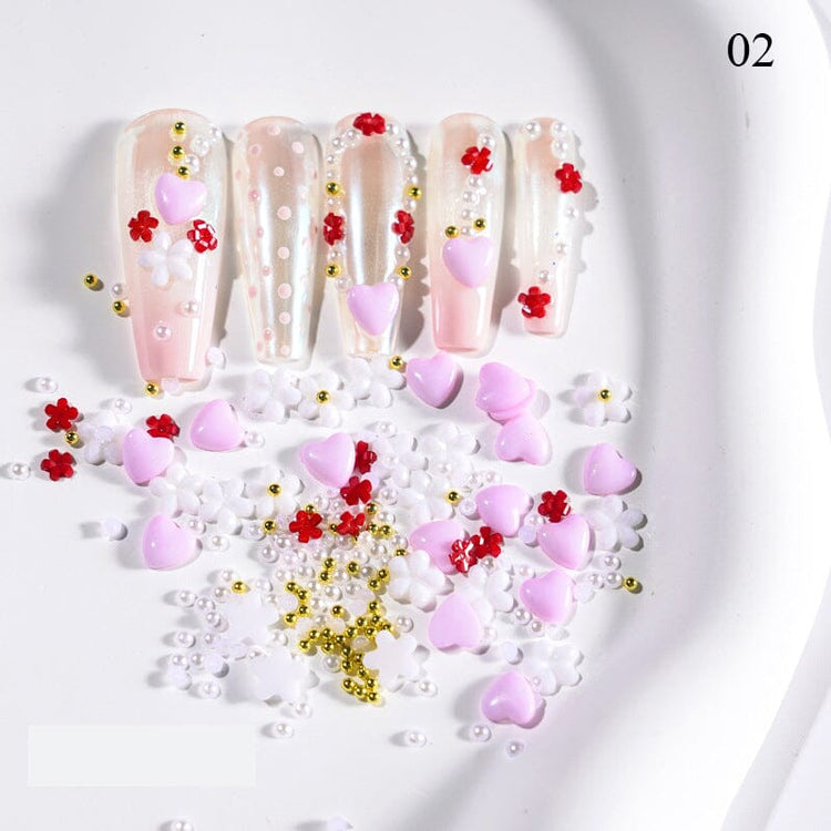 3D Love Hearts and Flowers Nail Art Decoration - NSI Australia