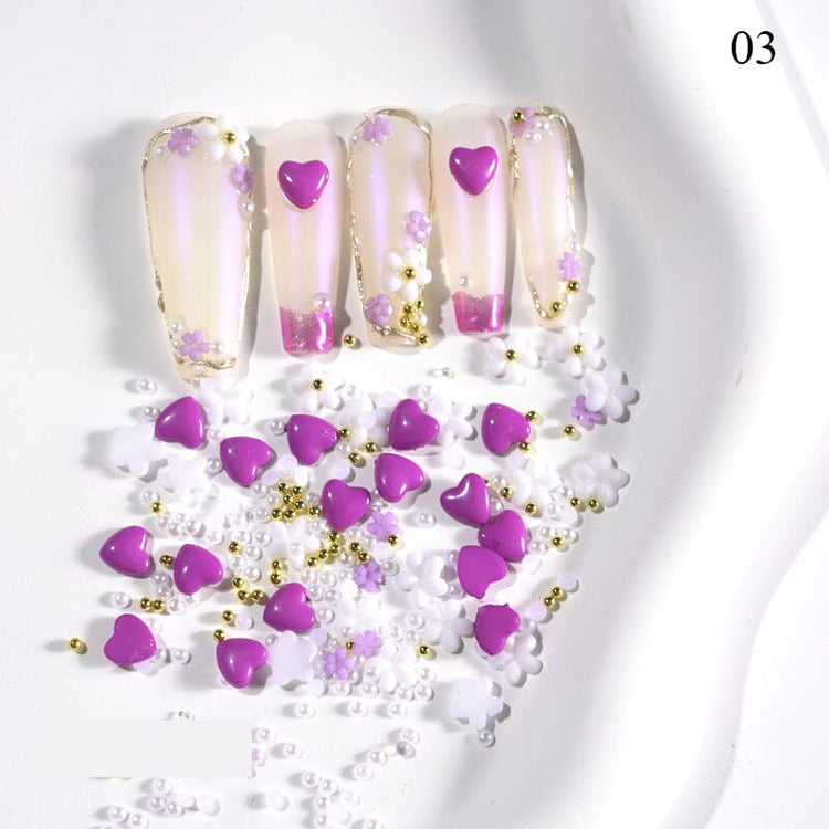 3D Love Hearts and Flowers Nail Art Decoration - NSI Australia