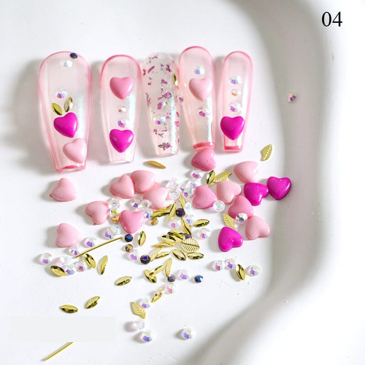 3D Love Hearts and Flowers Nail Art Decoration - NSI Australia