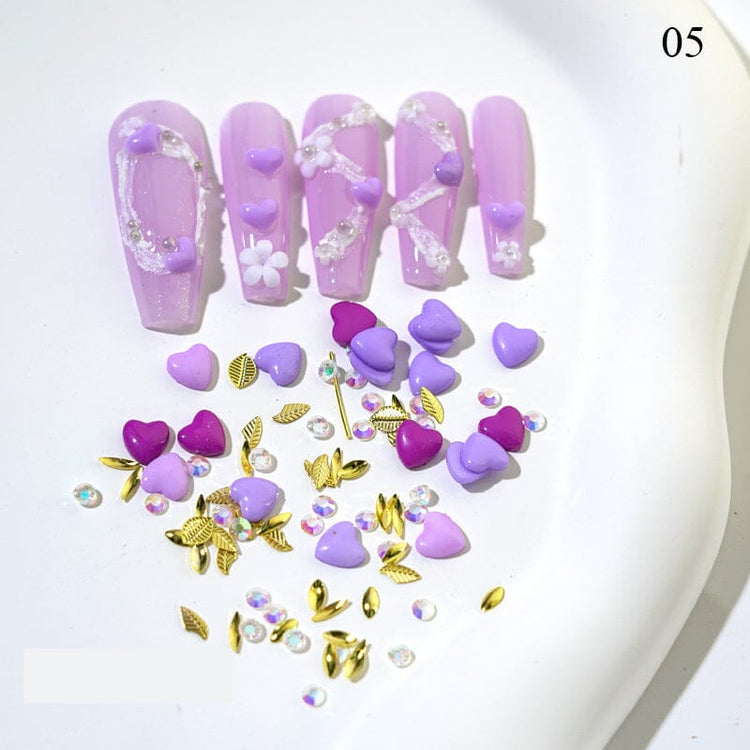 3D Love Hearts and Flowers Nail Art Decoration - NSI Australia
