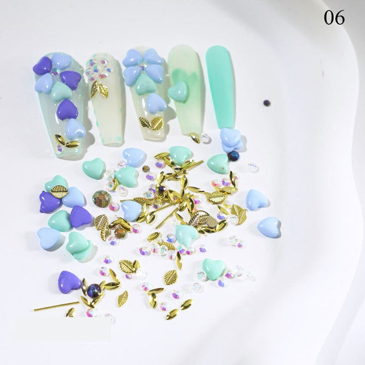 3D Love Hearts and Flowers Nail Art Decoration - NSI Australia