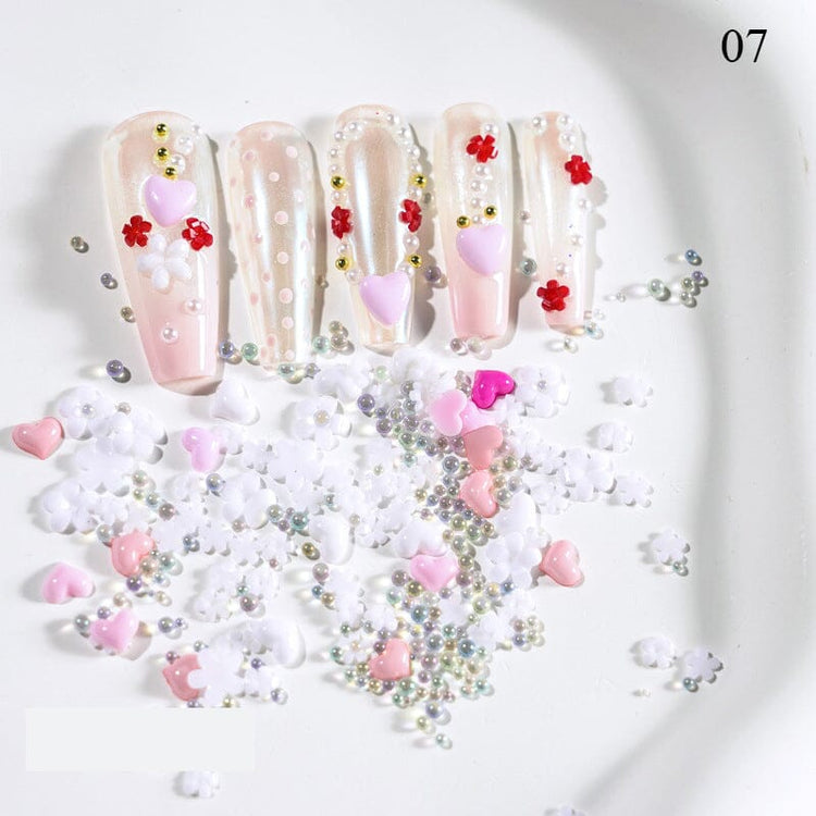 3D Love Hearts and Flowers Nail Art Decoration - NSI Australia