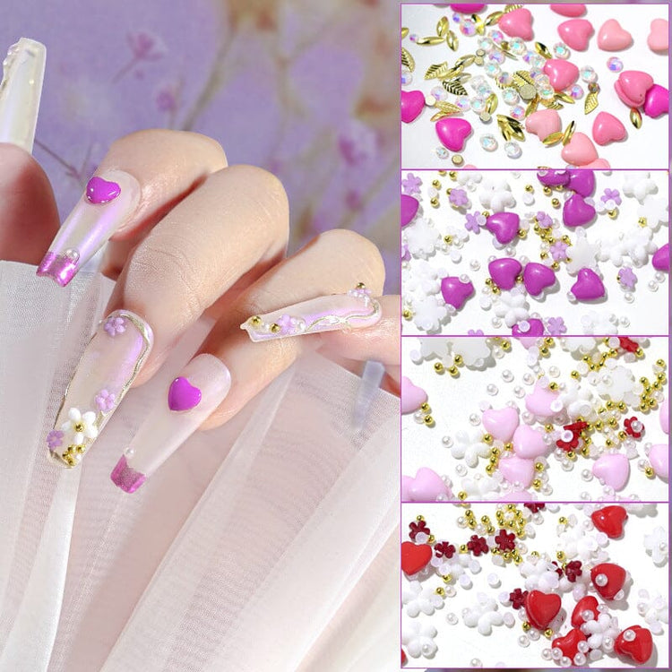 3D Love Hearts and Flowers Nail Art Decoration - NSI Australia